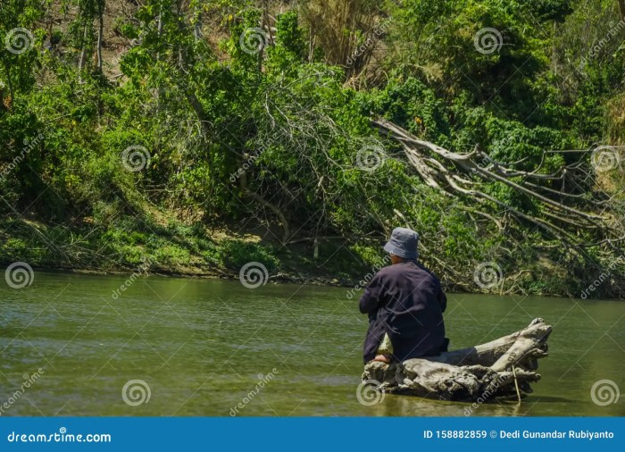 Sukabumi fishing trunk indonesia java sitting middle river september tree west man old 7th while nature